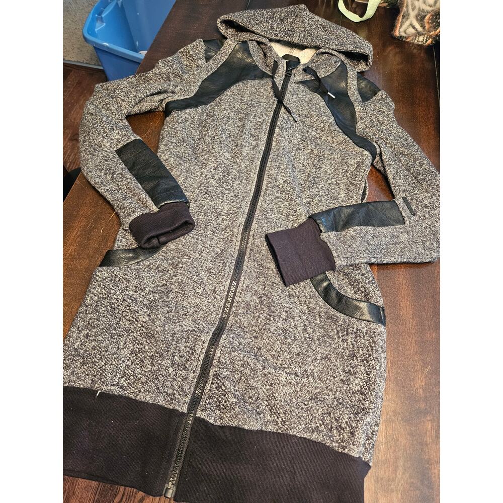 Blank Noir XS Long Full Zip Black and White Hoodie Jacket